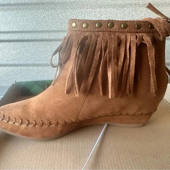Arizona Jean Co. AZ TARLO Chestnut Fringe Ankle Booties Women's Size 8 Medium‎ - Picture 4 of 5